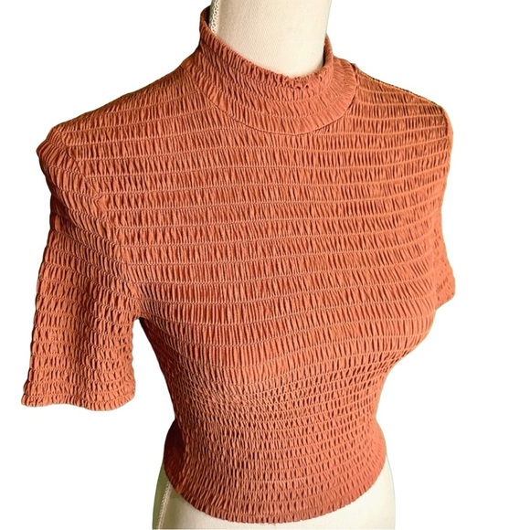 NWOT A.L.C. ‘Dana’ Smocked Mock Neck Crop Top in “Deep Amber” Size XS - Picture 14 of 14